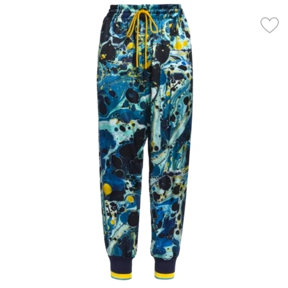 NWT$1,145 Dolce and Gabbana DG Logo Marble Print Jogger Sweatpants Sz 52 (36)